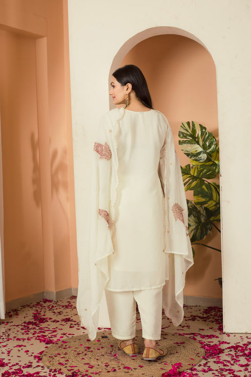 Designer Wear Trending Top With Printed Work And Real Mirror Work With Plazzo And Dupatta Set
