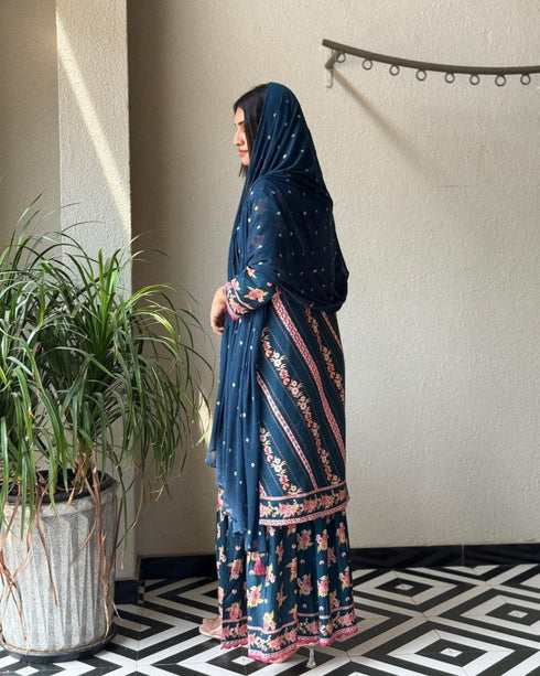 New Lunch Designer Digital Print With Handwork Suit